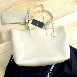 NWT YSL Cream Leather Shopping Tote